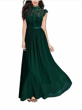 Miusol Dark Green Lace Maxi Dress